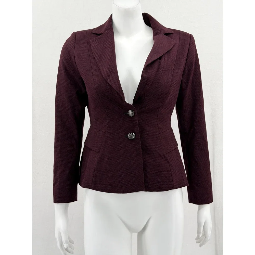 White House Black Market Blazer Womens 2P Burgundy Stretch Office Career Work